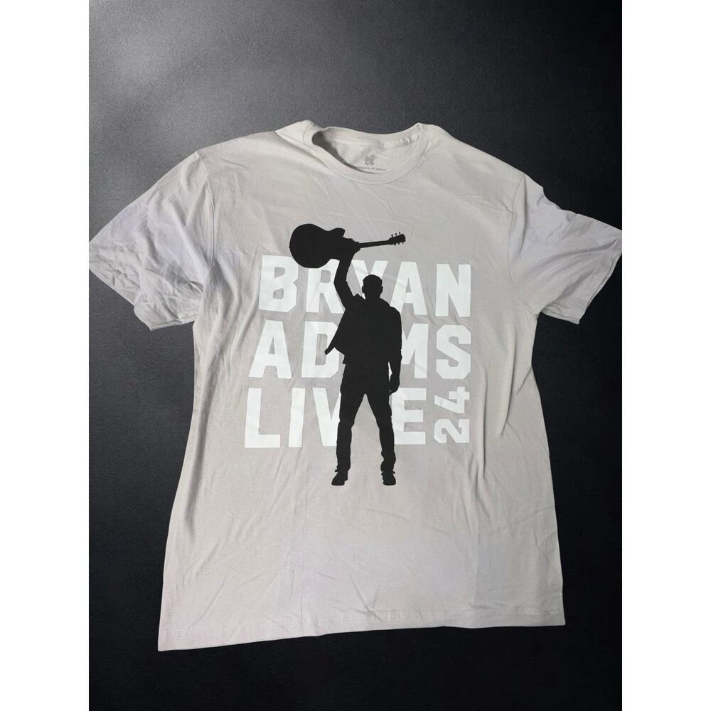 Bryan Adams 2024 Canada Live Tour Graphic T Shirt Men’s L Gray Rock Band Tee